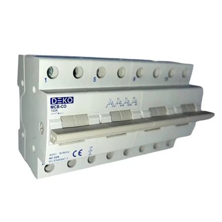 (MCO4CO100) Трехпозиционный переключатель нагрузки 1-0-2 для генератора 4P. 100A. Deko Elektrik