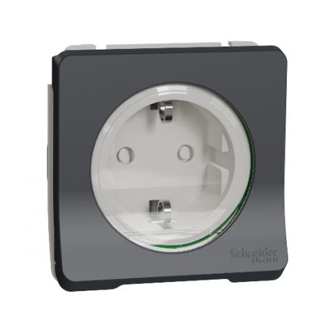 (MUR36134) Механизм розетки с заземлением и шторками Mureva Styl IP55 графит. Schneider Electric