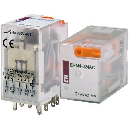 (2473008) Промежуточное реле ERM (под цоколь) ERM4-024AC AC 24. ETI