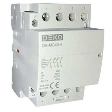 (DMOC4040) Модульный контактор 40А. 4NO контакта. Uкат=220 В. Deko Elektrik