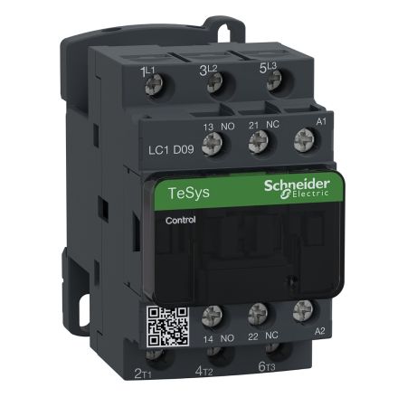 (LC1D09Q7) Контактор Tesys D. Iном=9 Aмпер. 4 кВт. 1NO+1NC. Uкат 380V DC. Schneider Electric