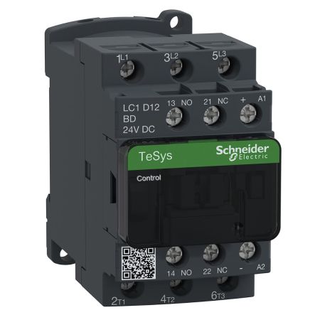 (LC1D12BD) Контактор Tesys D. Iном=12 Aмпер. 5.5 кВт. 1NO+1NC. Uкат 24V DC. Schneider Electric