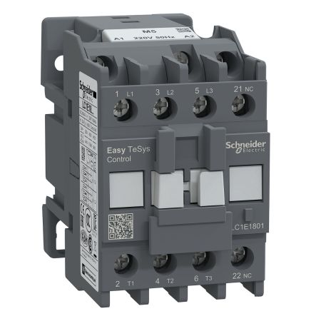 (LC1E1801M5) Контактор Tesys E. Iном=18 Aмпер. 7.5 кВт. 1NC. Uкат 220V AC. Schneider Electric