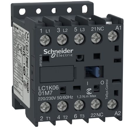 (LC1K0610M7) Контактор Tesys K. Iном=6 Aмпер. 2.2 кВт. 1NO. Uкат 220V AC. Schneider Electric