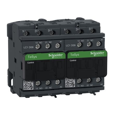 (LC2D09M7) Реверсивный контактор Tesys D. Iном=9 Aмпер. 4 кВт. 1NO+1NC. Uкат 220V AC. Schneider Electric