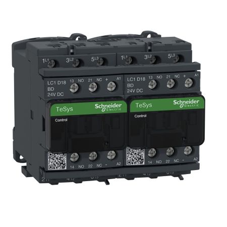 (LC2D18BD) Реверсивный контактор Tesys D. Iном=18 Aмпер. 7.5 кВт. 1NO+1NC. Uкат 24V DC. Schneider Electric