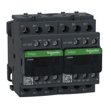 (LC2D25M7) Реверсивный контактор Tesys D. Iном=25 Aмпер. 11 кВт. 1NO+1NC. Uкат 220V AC. Schneider Electric