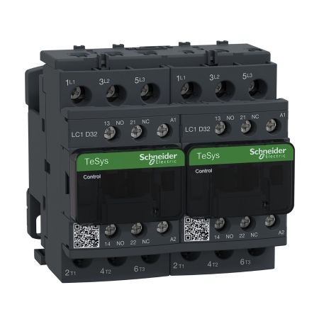 (LC2D32M7) Реверсивный контактор Tesys D. Iном=32 Aмпер. 15 кВт. 1NO+1NC. Uкат 220V AC. Schneider Electric