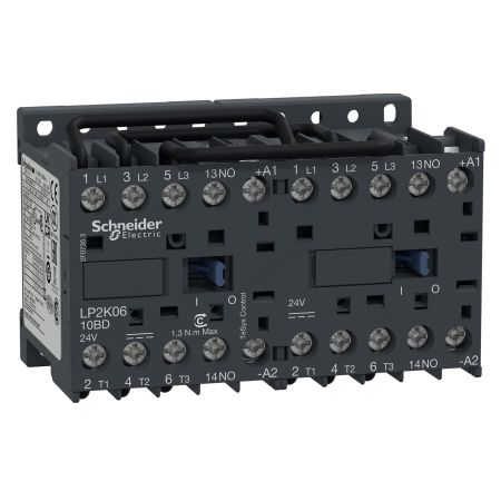 (LP2K1201BD) Реверсивный контактор Tesys K. Iном=12 Aмпер. 5.5 кВт. 1 NC. Uкат 24V DC. Schneider Electric