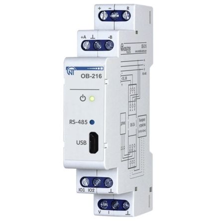 (ОВ-216) Модуль ввода-вывода одноканальный .Modbus ( выходной сигнал - 0-10В. 4-20 мА) ОВ-216. Новатек-Электро