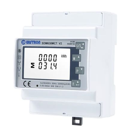 (SDM630MCT 5A CT) Анализатор сети с RS485 Вх.1/5A на Din (Кл. 1.0) 2 импульсных выхода RS485 Modbus. Eastron Electronic
