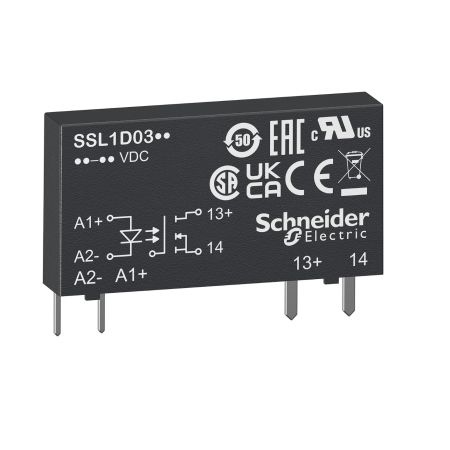 (SSL1D03BD) Реле твердотельное 1N/O. 3.5A. Упр. Сиг.15...30V DC / Вых. Напр.1-12V DC. Schneider Electric