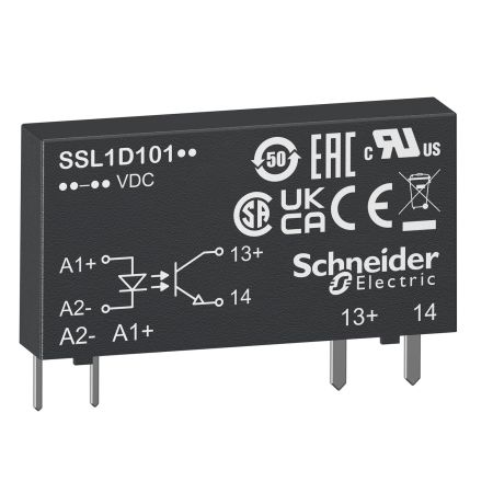 (SSL1D101BD) Реле твердотельное 1N/O. 0.1A. Упр. Сигнал 16-30V DC / Вых. Напр.1-48V DC. Schneider Electric