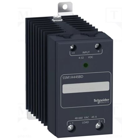 (SSM1A445BD) Реле твердотельное 45A 1Ф. Упр. Сигнал 4-32V DC / Вых. Напр.48-660V AC. Schneider Electric