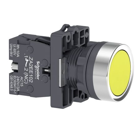 (XA2EA51) Кнопка серии XA2. пружинный возврат. желтая. 1NO. Schneider Electric