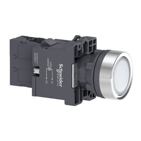(XA2EW31B1) Не выступающая кнопка c подсветкой серии XA2. 24V AC/DC. СLED. 1NO. белая. Schneider Electric