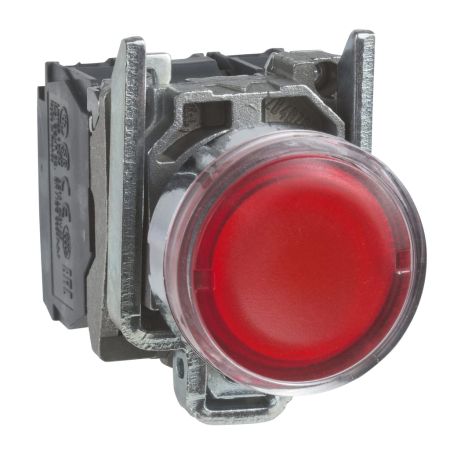 XB4BW34B5. Не выступающая кнопка c подсветкой в сборе с самовозвратом. красная. 1NO+1NC. 24V AC/DC. IP66. серия Harmony XB4 металл. Schneider Electric