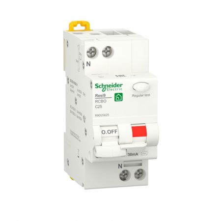 (R9D25625) Дифференциальный автоматический выключатель RESI9 1+N. In-25 А. 30mA. Un-230 В. Класс AC. Кривая C. Schneider Electric