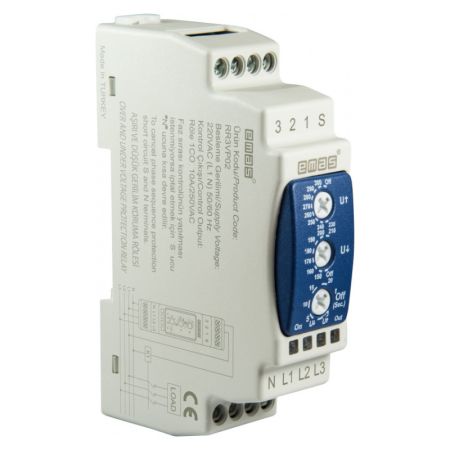 (RR3VP02) 3-ф реле напряжения 0.1-20с Umin=150-210V/AC Umax=230-300V/AC. EMAS