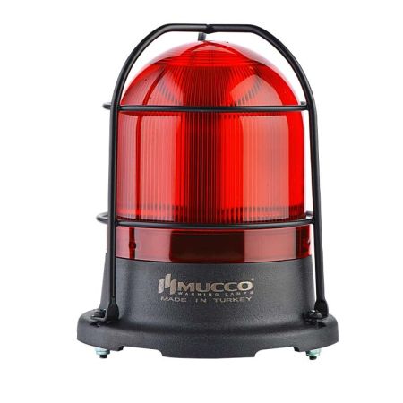 Проблесковый маяк SNT-120-B-KFS-1. с решеткой (smd LED+ звук. 88-112дБ. 126мм. 85-260V AC/DC). красный. Mucco
