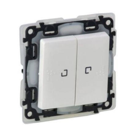752159 Двухклавишный переключатель  Valena LIFE 10АХ 250В  IP44 с подсветкой.белый.Legrand