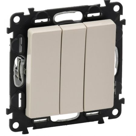 752503 Трехклавишный выключатель Valena LIFE 10АХ 250В .слоновая кость.винтовые зажимы.Legrand