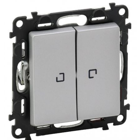 752628 Двухклавишный выключатель Valena LIFE 10АХ 250В с подсветкой.алюминий.Legrand