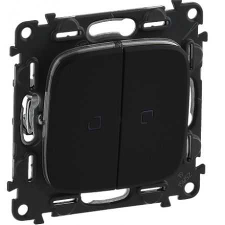 752919 Двухклавишный переключатель Valena ALLURE 10АХ 250В с подсветкой.графит.Legrand