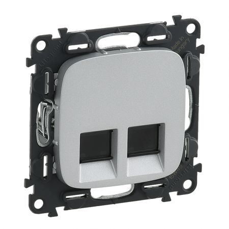 753943 Двойная компьютерная  розетка RJ45 кат6 UTP.Valena ALLURE.алюминий.Legrand