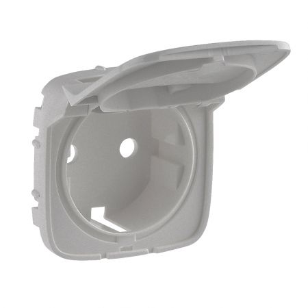 754847 Накладка для розетки с заземляющим контактом с крышкой Valena ALLURE .алюминий.Legrand
