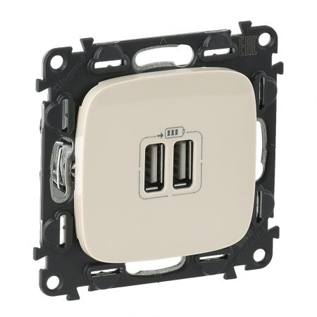 754996 Розетка двойная для зарядки USB Valena ALLURE.слоновая кость.Legrand