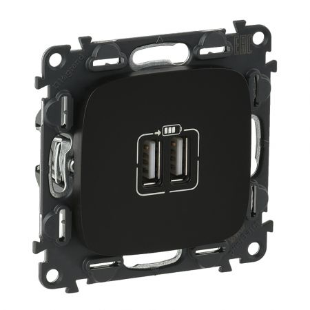 754998 Розетка двойная для зарядки USB Valena ALLURE.графит.Legrand