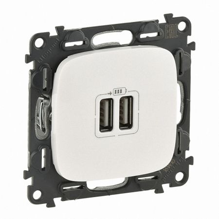 754999 Розетка двойная для зарядки USB Valena ALLURE.жемчуг.Legrand