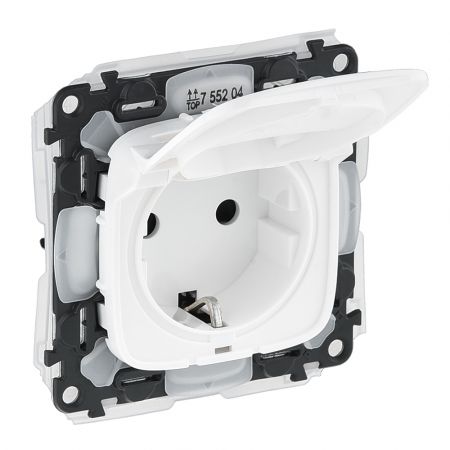 755204 Розетка с заземляющим контактом со шторками IP44 Valena ALLURE.белый.Legrand