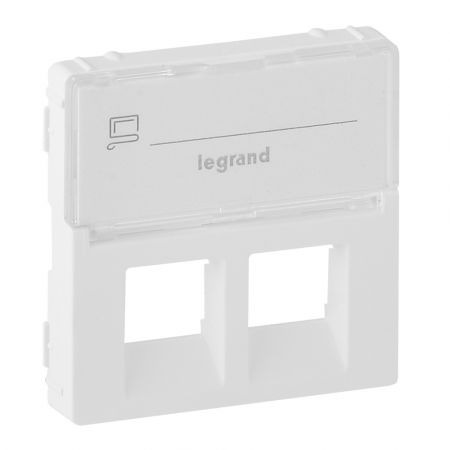 755480 Накладка розетки «телефон+интернет» с подписью Valena LIFE.белый.Legrand