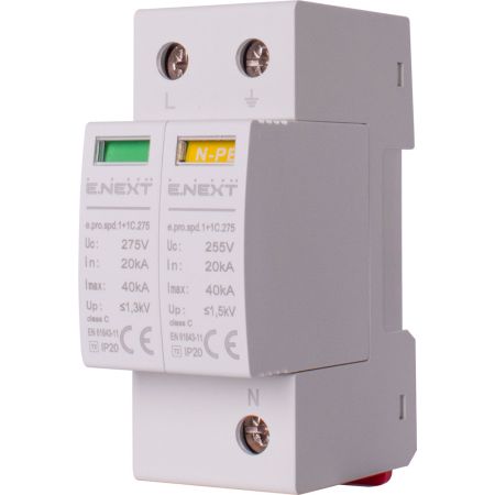 (p076015) Устройство для защиты от импульсных перенапряжений e.pro.spd.1+1C.275. 1P+NPE. класс С. E.NEXT