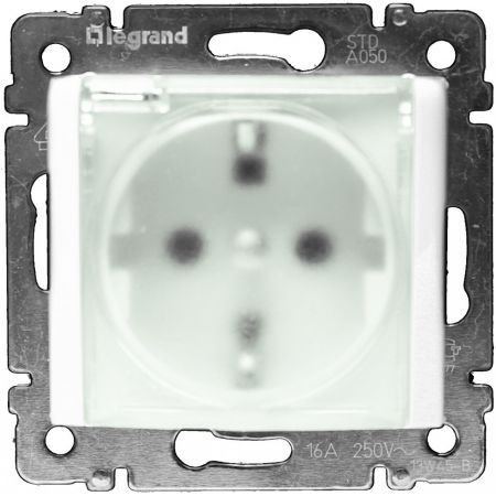 774220 Розетка с заземляющим контактом влагозащищенный IP44. белый. Legrand Valena