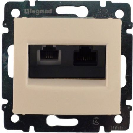 774180 Розетка RJ45+RJ11 (компьютерная + телефонная) категория 6e неэкранированная UTP. слоновая кость. Legrand Valena