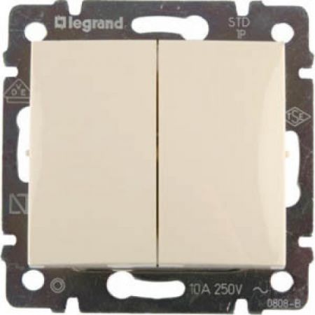 774308 Двухклавишный проходной выключатель. слоновая кость. Legrand Valena