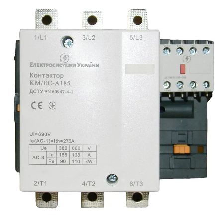 (8630300185) Контактор КМ/ЕС-185А. 3P. 90kW. 185A. 2НЗ+2HO. 230V AC. ЕС