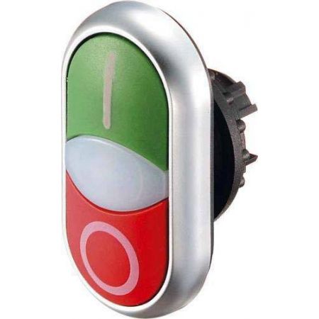 (216700) M22-DDL-GR-X1/X0. Головка двойной кнопки с самовозвратом и подсветкой. цвет зеленый/красный. с надписями «I и 0» IP66. серия RMQ-Titan. Moeller an Eaton Brand