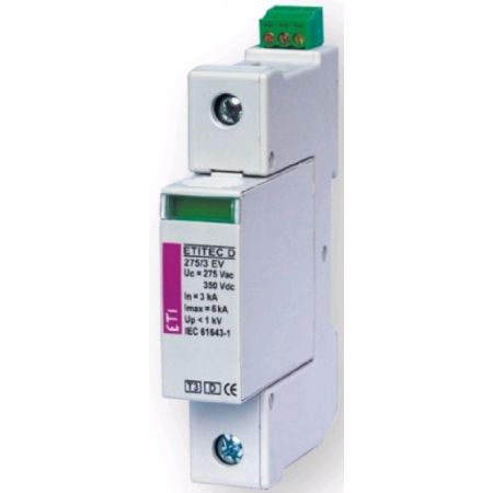 (2441002) Ограничитель перенапряжения ETITEC 20kA 255V 1P. Класс C. с индикацией. ETI