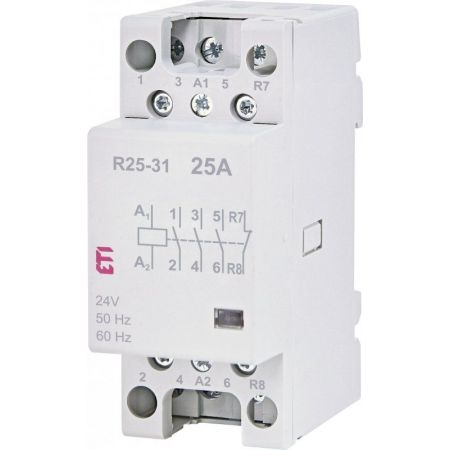 (2462321) Модульные контакторы R 25-31. In=25А. 3NO+1NC контакта. Uкат=24В AC. ETI
