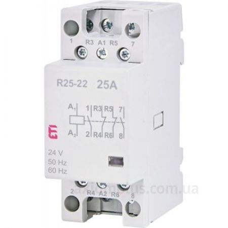 (2462341) Модульные контакторы R 25-22. In=25А. 2NO+2NC контакта. Uкат=24В AC. ETI