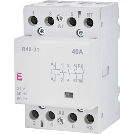 (2463421) Модульные контакторы R 40-31. In=40А. 3NO+1NC контакта. Uкат=24В AC. ETI