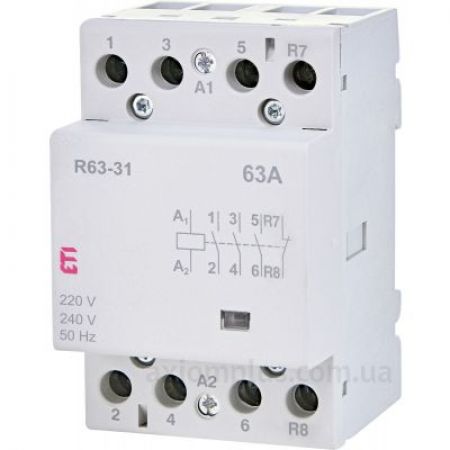 (2463460) Модульные контакторы R 63-31. In=63А. 3NO+1NC контакта. Uкат=230В AC. ETI