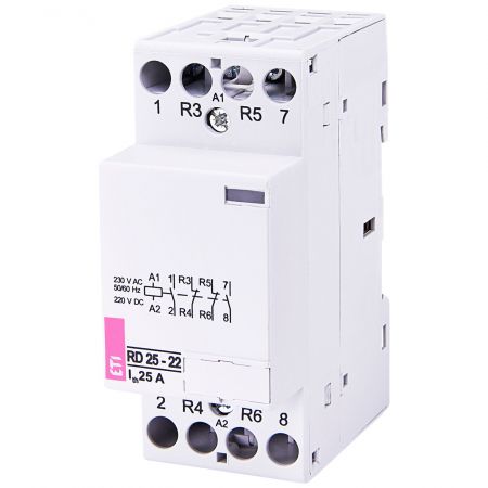 (2464014) Модульные контакторы RD 25-22. In=25А. 2NO+2NC контакта. Uкат=230В AC/DC. ETI