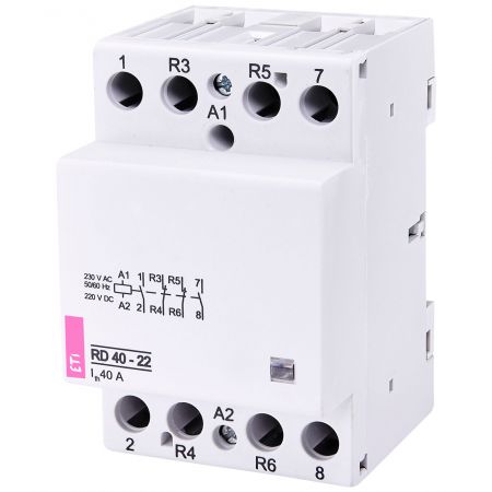 (2464022) Модульные контакторы RD 40-22. In=40А. 2NO+2NC контакта. Uкат=230В AC/DC. ETI