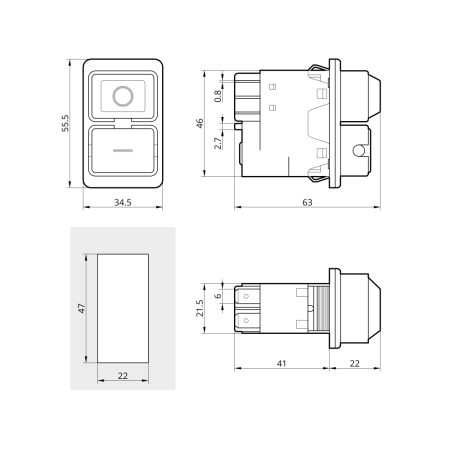 (503952) Пусковая электромагнитная кнопка ESSB-102YC 5pin. желтая рамка. TAKEL