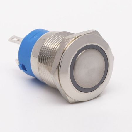 (511196к) Кнопка металлическая КНМ-19-FJ-E 9-24V 1NO1NC плоская. красный. TAKEL